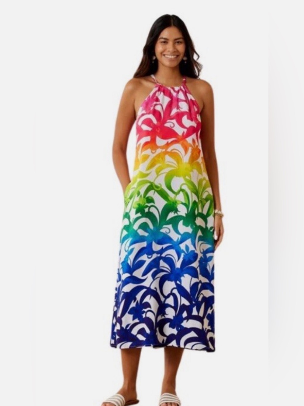 Tommy Bahama Rainbow Floral Strapless Maxi Dress -Small